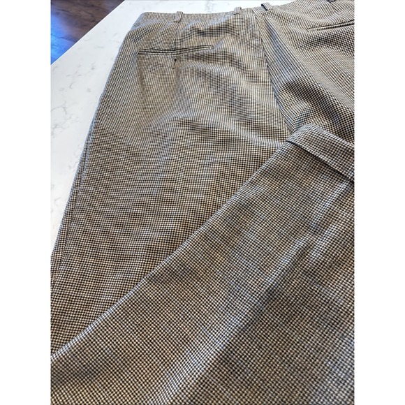 VTG Nordstrom JB Britches Pleated Pants Brown Houndstooth 100% Virgin Wool 36x30 - Picture 5 of 9